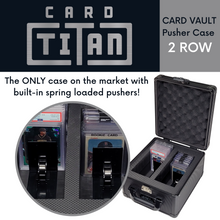 Load image into Gallery viewer, Card Vault 2 Row Trading Card Storage Box - Sports Cards Hard Case with Automatic Spring Loaded Pushers for Top Loaders and Graded Cards
