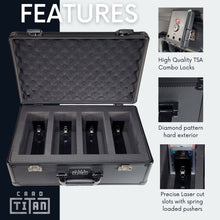 Load image into Gallery viewer, Card Vault 4 Row Trading Card Storage Box - Sports Cards Hard Case with Automatic Spring Loaded Pushers for Top Loaders and Graded Cards