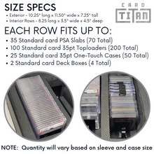 Load image into Gallery viewer, Card Vault 2 Row Trading Card Storage Box - Sports Cards Hard Case with Automatic Spring Loaded Pushers for Top Loaders and Graded Cards