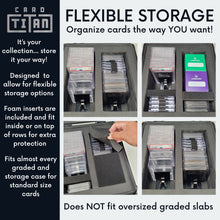 Load image into Gallery viewer, Card Vault 4 Row Trading Card Storage Box - Sports Cards Hard Case with Automatic Spring Loaded Pushers for Top Loaders and Graded Cards
