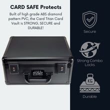 Load image into Gallery viewer, Card Vault 3 Row Trading Card Storage Box - Sports Cards Hard Case with Automatic Spring Loaded Pushers for Top Loaders and Graded Cards