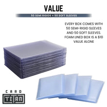 Load image into Gallery viewer, Card Titan Semi Rigid & Sleeves - 50ct with Foam Lined Storage Box