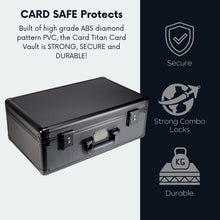 Load image into Gallery viewer, Card Vault 4 Row Trading Card Storage Box - Sports Cards Hard Case with Automatic Spring Loaded Pushers for Top Loaders and Graded Cards