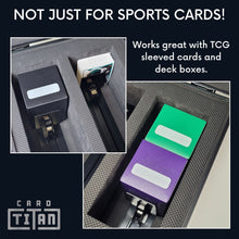 Load image into Gallery viewer, Card Vault 3 Row Trading Card Storage Box - Sports Cards Hard Case with Automatic Spring Loaded Pushers for Top Loaders and Graded Cards