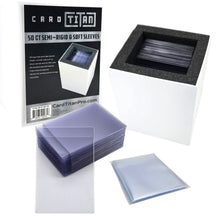 Load image into Gallery viewer, Card Titan Semi Rigid &amp; Sleeves - 50ct with Foam Lined Storage Box
