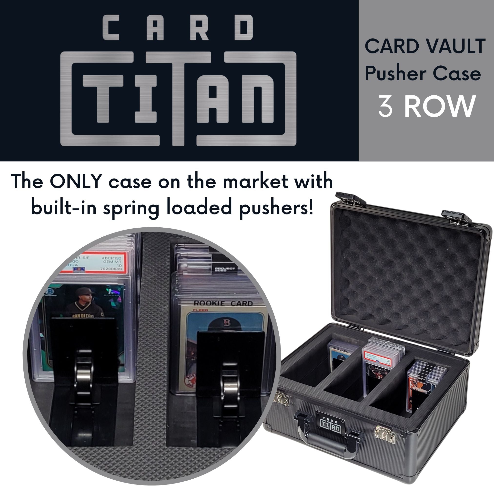 card case for graded cards Card Vault 3 Row Trading Card Storage Box