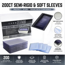 Load image into Gallery viewer, Card Titan Semi Rigid &amp; Soft Sleeves - 200ct with Foam Lined Storage Box
