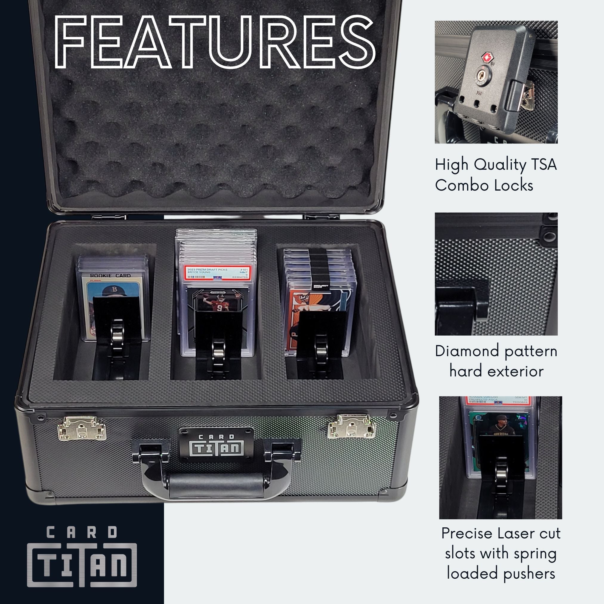 Card Vault 3 Row Trading Card Storage Box - Sports Cards Hard Case wit   Card Titan Pro