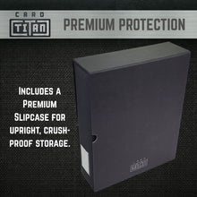 Load image into Gallery viewer, Toploader Album - 4-Pocket Binder with Rigid Slipcase | Holds 112 Standard Toploaders | Premium Heavy-Duty Square Spine Case for Ultimate Protection | Acid-Free, Clear Side-Loading Pages
