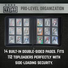 Load image into Gallery viewer, Toploader Album - 9-Pocket Binder with Rigid Slipcase | Holds 252 Standard Toploaders | Premium Heavy-Duty Square Spine Case for Ultimate Protection | Acid-Free, Clear Side-Loading Pages
