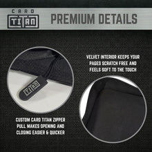Load image into Gallery viewer, Toploader Album - 4-Pocket Binder with Rigid Slipcase | Holds 112 Standard Toploaders | Premium Heavy-Duty Square Spine Case for Ultimate Protection | Acid-Free, Clear Side-Loading Pages
