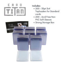 Load image into Gallery viewer, Toploaders 35pt (200 count) with 200 Soft Sleeves - Premium Quality Ultra Clear Card Sleeves
