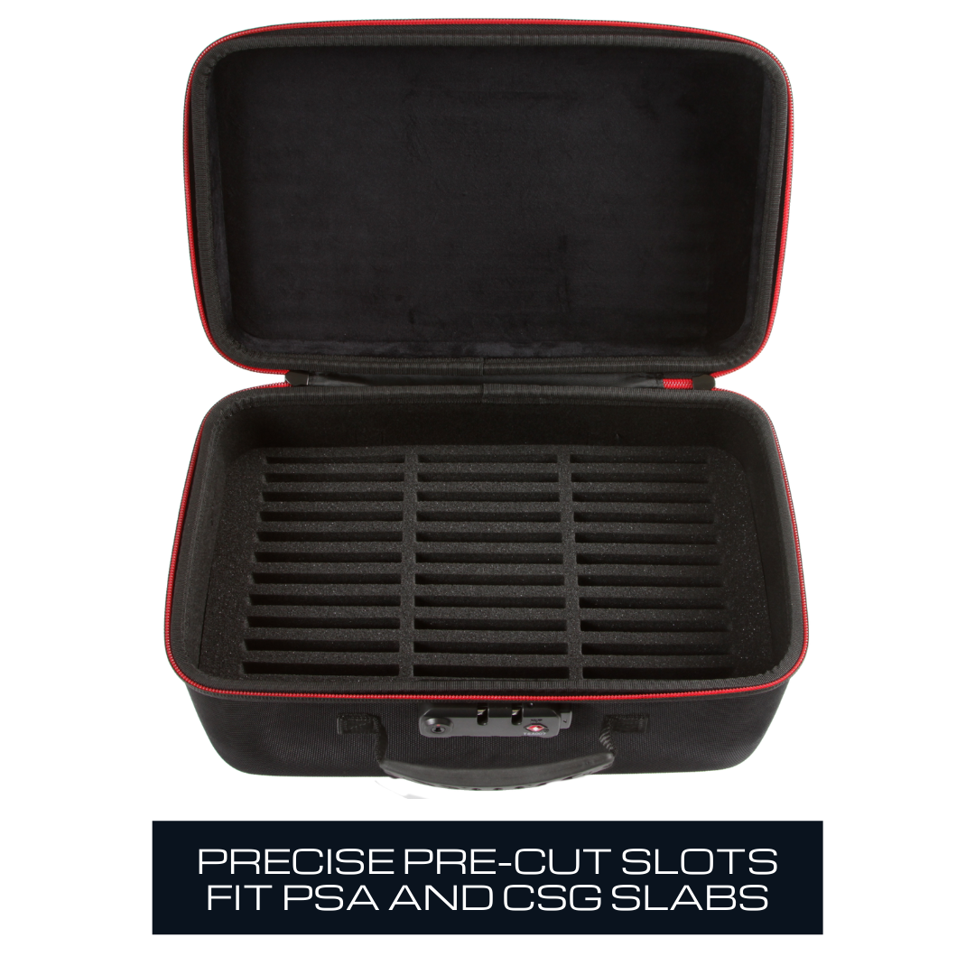 Protective Card Carrying Case Graded Card Storage Box  Holds 56 PSA/BGS  Slabs, Aluminum Case With Foam, For Sports Cards, Toploaders, One-Touch  Sports Card Collector Case